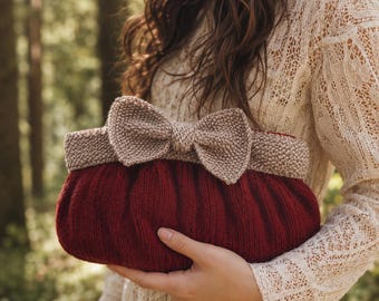 Bow Clutch Knitting Pattern PDF Knit Purse Pattern Evening Bag Pattern Bow Handbag Digital Download