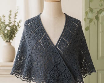 Diamond Lace Shawl Knitting Pattern PDF Triangle Shawl Knit Pattern Lace Wrap Pattern Elegant Christmas Gift Instant Download