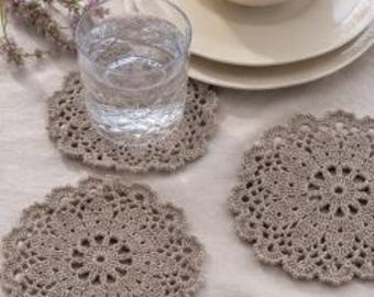 Quick Classic Crochet Coaster Pattern PDF Round Lace Coaster Set Cotton Home Decor Instant Download