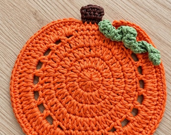 Pumpkin Crochet Coaster Pattern Halloween Fall Decor PDF Crochet Pattern Autumn Table Decor Pumpkin Coaster