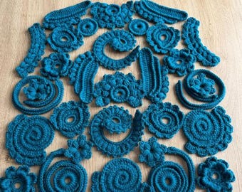 Handmade Crochet Motifs Custom Color Yarn Size Quantity Appliques for Cardigan Vest Baby Clothes Bags and Crafts