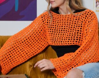 Easy Mesh Shrug Crochet Pattern PDF Summer Mesh Sweater Beginner Crochet Top Digital Download Beach Cover Up Pattern