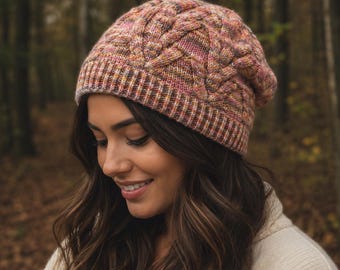 Crossing Cables Hat Knitting Pattern PDF Cable Beanie Pattern Knit Hat Pattern Winter Hat Digital Download