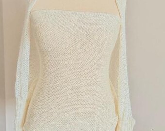 Custom Hand Knit Wrap Sweater Women Sleeved Scarf Made to Order Shrug Bolero Choose Your Size and Color