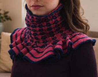 Ruffled Collar Knitting Pattern PDF Victorian Neck Warmer Pattern Elegant Knit Collar Digital Download
