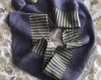 Striped Infinity Scarf Knitting Pattern PDF Color Block Cowl Pattern Two Color Scarf Knit Pattern Modern Winter Neck Warmer DIY Gift