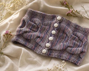 Buttoned Cabled Cowl Knitting Pattern PDF Cable Knit Cowl Neck Warmer Pattern Button Scarf Winter Knit Pattern DIY Gift