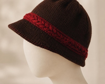 Two-Color Cloche Knitting Pattern PDF Women's Hat Pattern Vintage Knit Hat Instant Download Beanie PDF