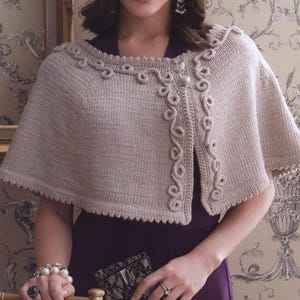 Soutache Capelet Knitting Pattern PDF Knit Cape Pattern Shoulder Wrap Instant Download Elegant Capelet DIY Knit Shawl - (English Only)