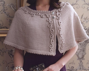 Soutache Capelet Knitting Pattern PDF Knit Cape Pattern Shoulder Wrap Instant Download Elegant Capelet DIY Knit Shawl - (English Only)