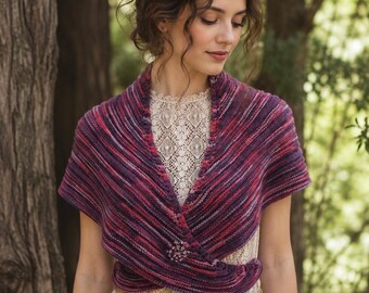 Center Back Cable Shawl Knitting Pattern PDF Cable Lace Shawl Knit Wrap Pattern Instant Download