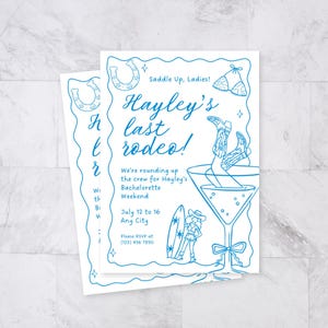Bachelorette Coastal Cowgirl Invitation, Printed Set, Minimal Bachelorette Invites, Bride Accessories, Custom Invitations