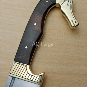 Custom Handmade Carbon Steel Full Tang Iberian Falcata Sword With Leather Sheath