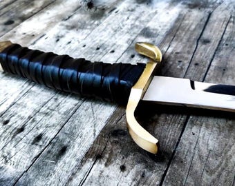 Espada medieval de acero al carbono de 30 pulgadas de largo, hecha a mano, espada vikinga con funda de cuero
