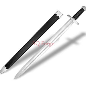 36 Inch Long Viking Sword With Scabbard, Handmade Carbon Steel Double Edge Medieval Sword