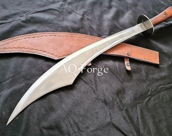 Espada de caza de un solo filo de acero al carbono, hecha a mano, de 27 pulgadas de largo con funda
