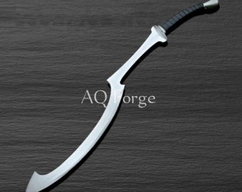 Khopesh egipcio antiguo de 76 cm de largo, hecho a mano, de acero al carbono, con funda de cuero.