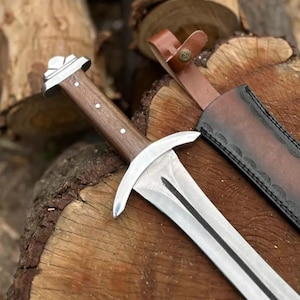 30 Inch Long Handmade Carbon Steel Double Edge Viking Sword With Leather Sheath