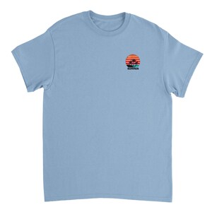 Unisex Crewneck T-shirt | Gildan® 5000 Retro Summer Palm Tree T-Shirt – Sunset Beach Graphic Tee – Minimal Tropical Holiday Shirt