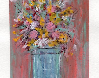 5x7 Wildflowers Abstract Painting