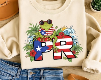 Puerto Rico Frog PNG Funny PR Flag Tropical Coquí Design