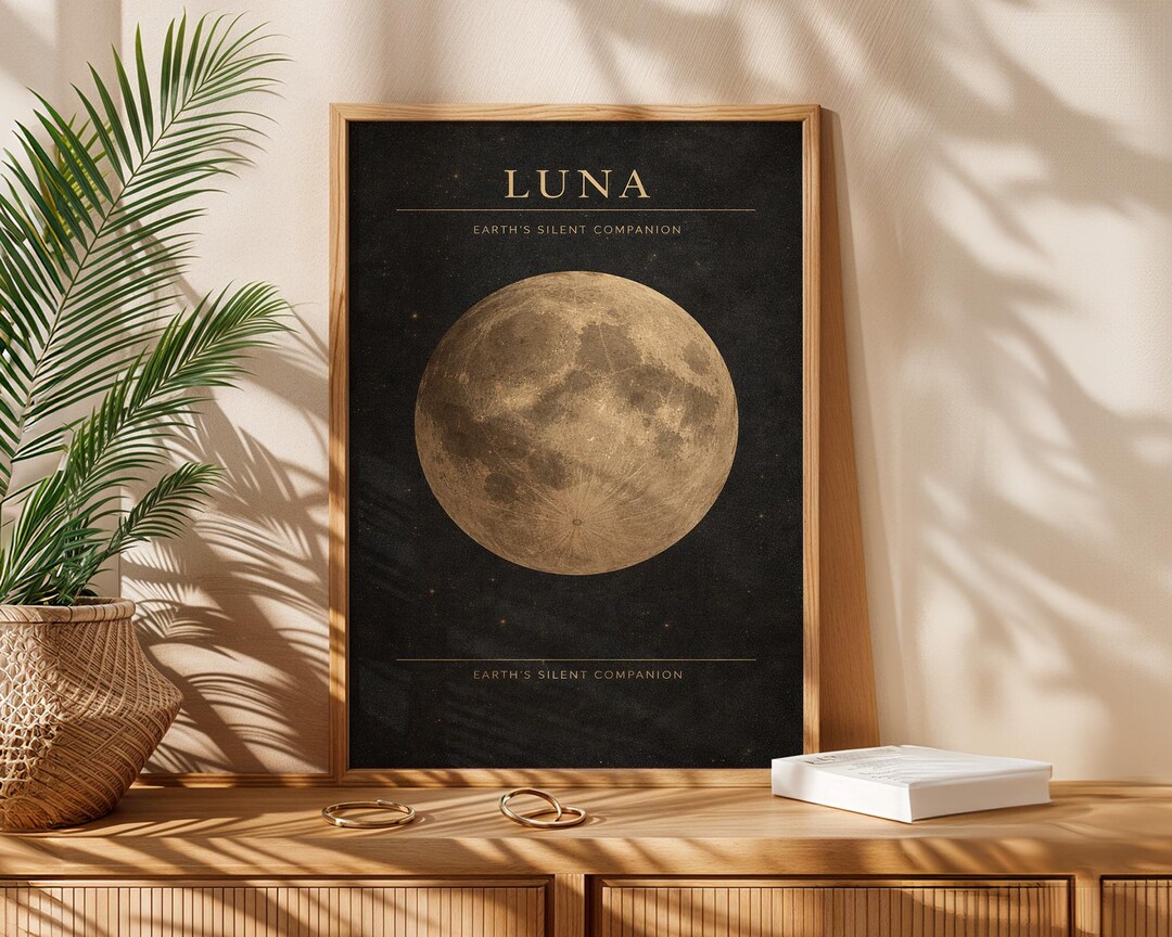 Luna Moon Art Print | Celestial Wall Art | Vintage Astronomy Style ...