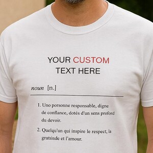 T-shirt Définition Papa / T-shirt Personnalisé / Cadeau Fête des Pères / T-shirt Prénom Papa / Tee-shirt Émotion / Cadeau Homme / 6 Coloris