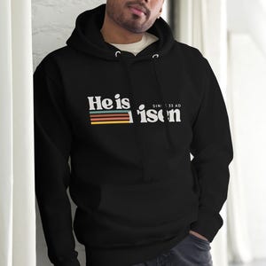 He Is Risen Hoodie | Christian Faith Sweatshirt | Easter Religious Gift | Retro Jesus Graphic Pullover | Unisex Jesus Hoodie