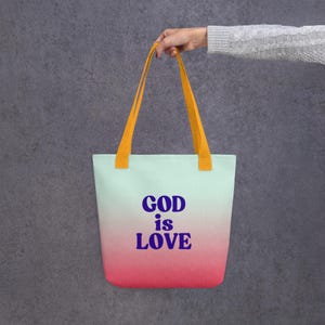 God Is Love Tote Bag – Christian Tote, Bible Verse Bag, Faith-Based Gift for Women, Inspirational Scripture Bag