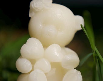 Handmade Beeswax Teddy Bear Candle | Natural Honey Scented Decor