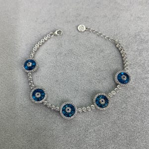 Pulsera de tenis de plata, pulsera de tenis, pulsera de mal de ojo, pulsera de mal de ojo, pulsera de plata, plata de ley 925K, regalo de mal de ojo para mujer
