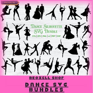 Dance SVG Bundle: Dancer Silhouettes, Clipart Cut Files (Digital Download