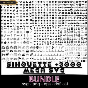 Ensemble méga SVG Silhouette, plus de 3 000 modèles | Énorme collection de fichiers découpés | Compatible Cricut et Silhouette | Pack SVG artisanal ultime | Numérique