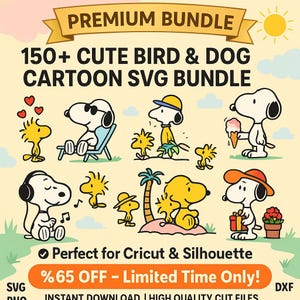 150+ Cute Cartoon Dog, Bird SVG Bundle Perfect for Cricut,Silhouette  %65 OFF | Instant Digital Download