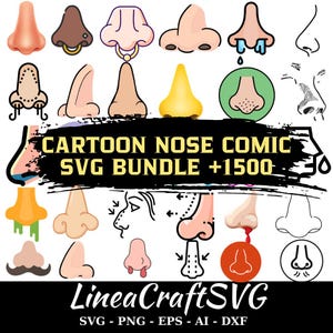漫画の面白い鼻のクリップアートバンドル | SVG PNG Ai DXF | 漫画、面白い鼻のデザイン Broxell Shop Comic svg