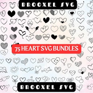 75 Heart SVG Bundle | Love Heart Clipart | Valentine’s Day Svg | Romantic SVG Files | Cute Hearts PNG Eps Dxf | Cricut Silhouette Cut Files