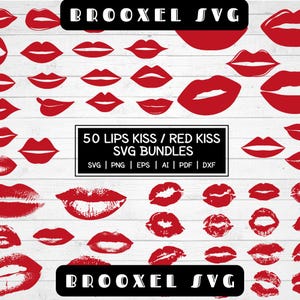Lips SVG Bundle: Kiss Clipart, Valentine&#39;s Day Designs (Digital Download)