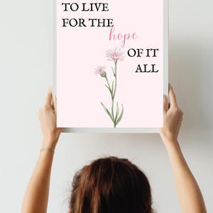 Pink Print Taylor Poster Taylor inspired Wall Art Gift for her Dorm room wall art Taylor lyric print to live for the hope of it all