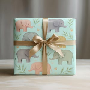 Cute Elephant Wrapping Paper, Kids Birthday Gift Wrap, Baby Shower Decorations, Eco-Friendly Gift Wrap, Animal Theme Party Supplies