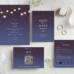 Galaxy Wedding Invitation Suite | Invitation + RSVP + Save the Date + Details Card | Celestial Invitation Set | Star Themed