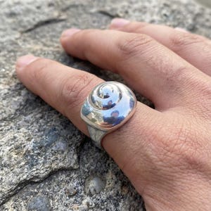 Anel em prata de lei 925, anel em formato de concha, anel em prata de lei, presente para mãe, aliança de casamento, lindo anel para presentear a mãe, anel de joia artesanal