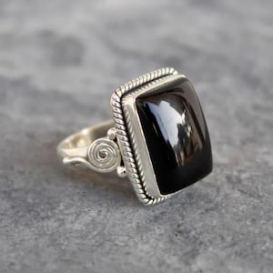 Lucifer Morningstar Rings | 925 Sterling Silver | Rectangle Shape | Natural Black Onyx Gemstone | Lucifer&#39;s Ring | Handmade | UNISEX Ring