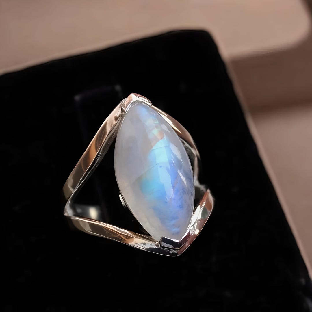 Natural Moonstone Marquise Ring, Promise Ring 925 Sterling Silver Ring, Handmade Ring, Wedding Jewelry, White Rainbow, Gift Ring - Etsy Japan
