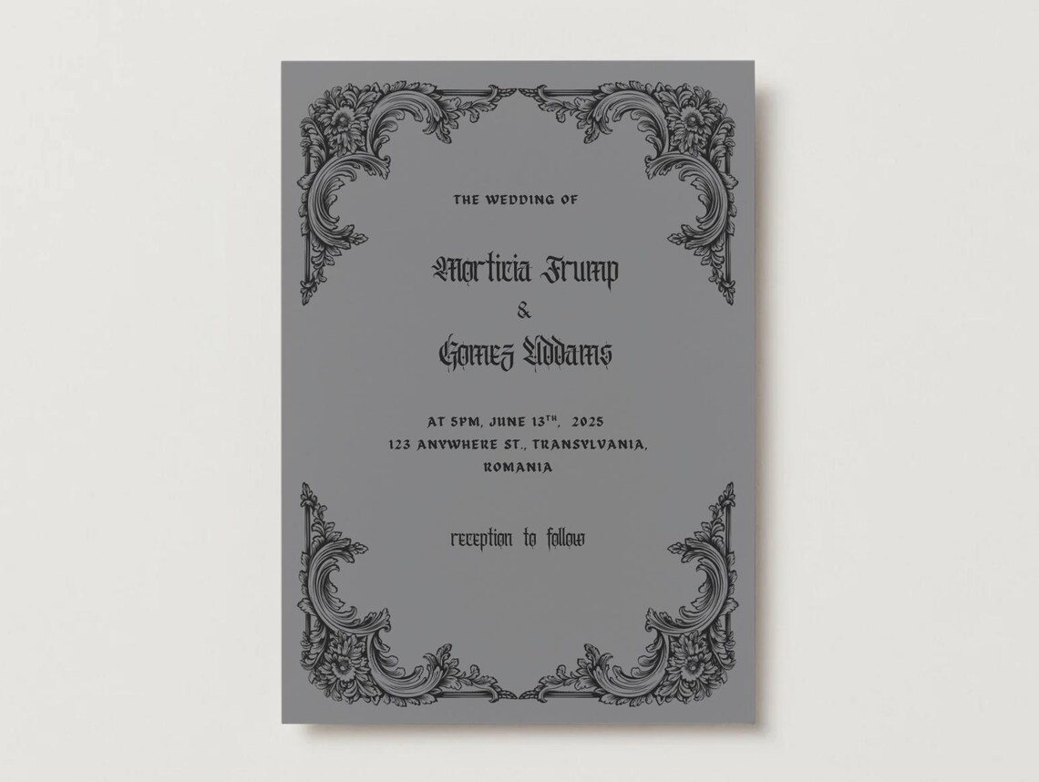 Gothic Wedding Invitation Digital Canva Template Etsy