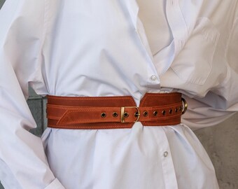 Leather waist belt for women, Wide womens belt, High waist belt, Handmade leather belt, Waist dress belt, Plus size leather belt