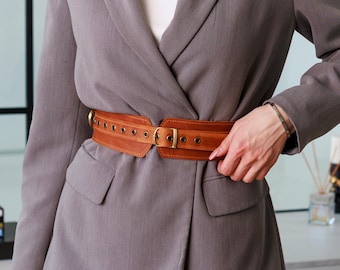 Handmade leather waist belt, Wide leather waist belt, Wide belt for dress, Custom leather belt womens, High waist belt, Fashion belts women