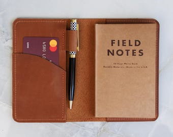 Funda de cuero para notas de campo, Funda para diario de notas de campo, Funda personalizada para notas de campo, Funda para cuaderno de viaje, Funda pequeña de cuero para cuaderno