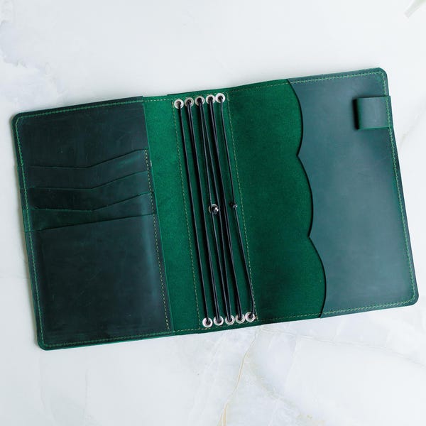 Funda de cuero recargable para libreta, Funda de cuero para libreta, Funda de cuero para diario A5, Funda de diario con portalápices, Funda de cuaderno personalizada