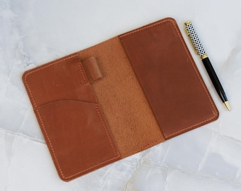 Handmade leather notebook cover, Travel notebook cover a6, Notebook cover with pen loop, A5 leather journal cover, Custom notebook cover
