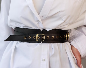 Cintura in pelle da donna, Cintura larga in pelle, Cintura sottoseno, Cintura da donna per abiti, Cintura in pelle alla moda, Cintura stringivita